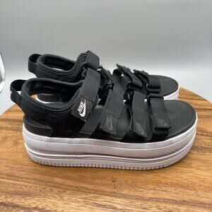 ️Nike Icon Classic Platform Sandals Womens Size 8 Black Chunky Strappy Casual